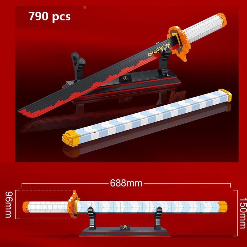 Demon Slayer Onemoc Piece Katana Luminous Sword Building Blocks Diy Model Educational Toy Assembly Weapon Toy Brick For Children