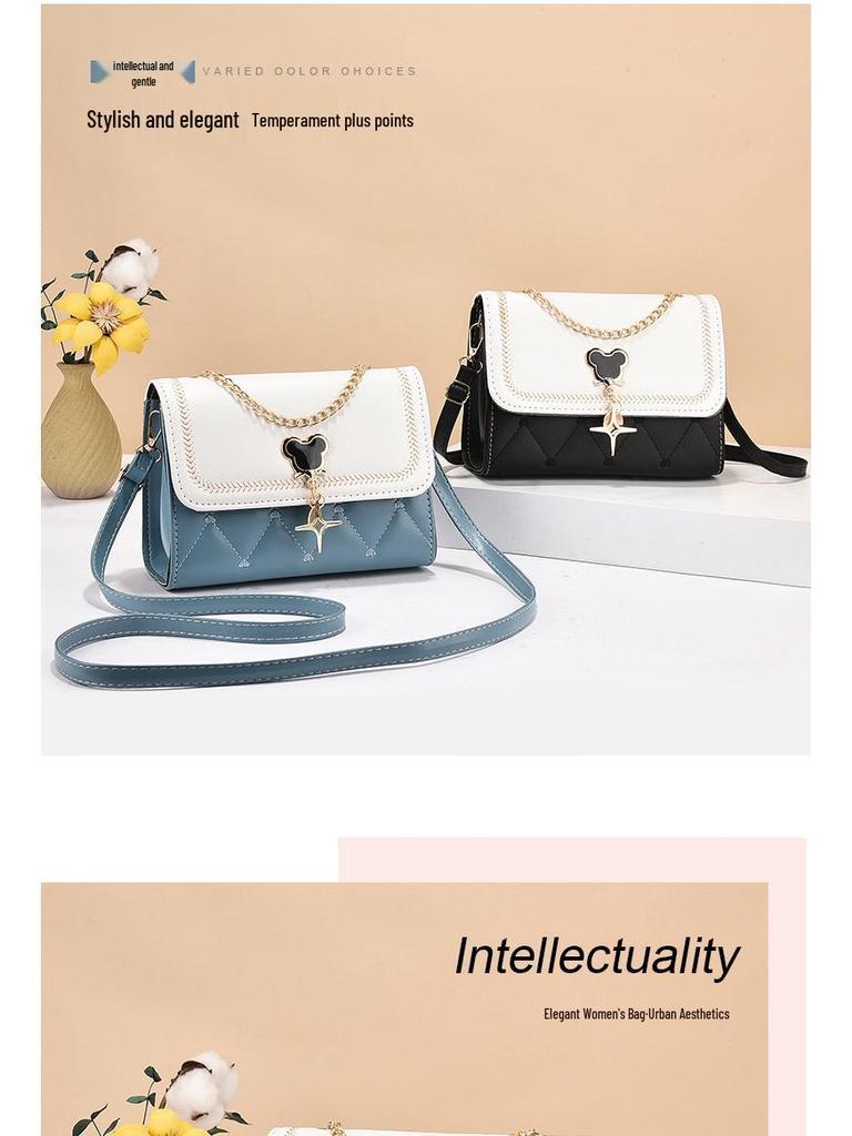 Модная женская сумка кроссбоди с Микки Маусом: Трендовая, фактурная, высококлассная маленькая квадратная сумка через плечо