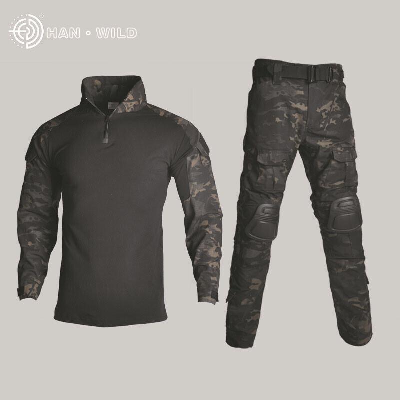 Tactical Gear Camouflage Tactical Military Uniform Clothing Sets Paintball US Army Combat Shirt + Cargo Pants with Elbow & Knee Pads