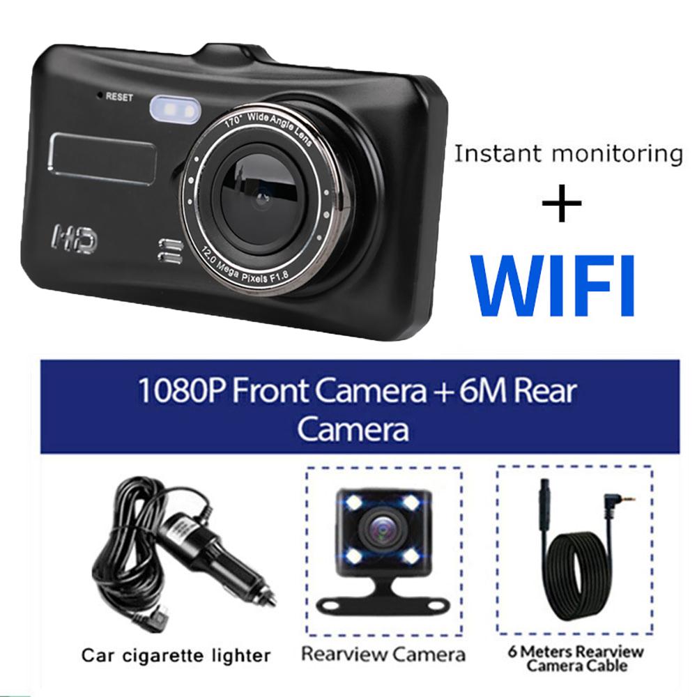 Автомобильный видеорегистратор WiFi Full HD 1080P Видеорегистратор Камера заднего вида для автомобиля Видеорегистратор для парковки Монитор ночного видения Черный ящик GPS