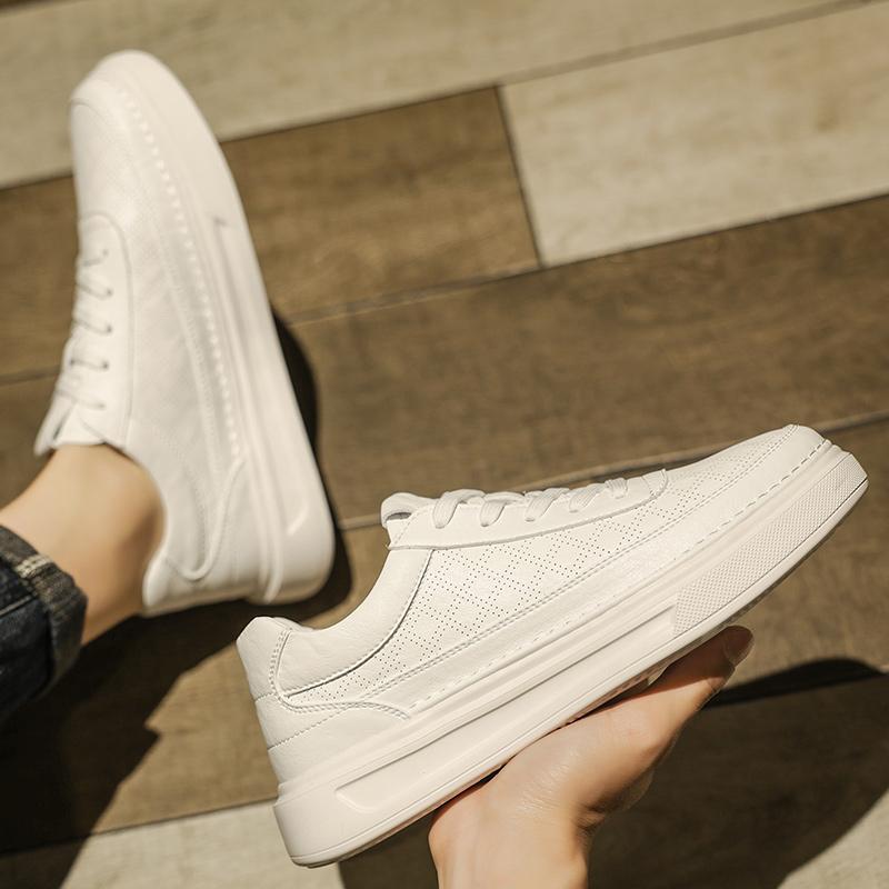 Мода PARZIVAL Высококачественная мужская обувь Брендовая обувь Кожаные повседневные кроссовки Комфортная платформа Мужская обувь для скейтбординга Белая обувь