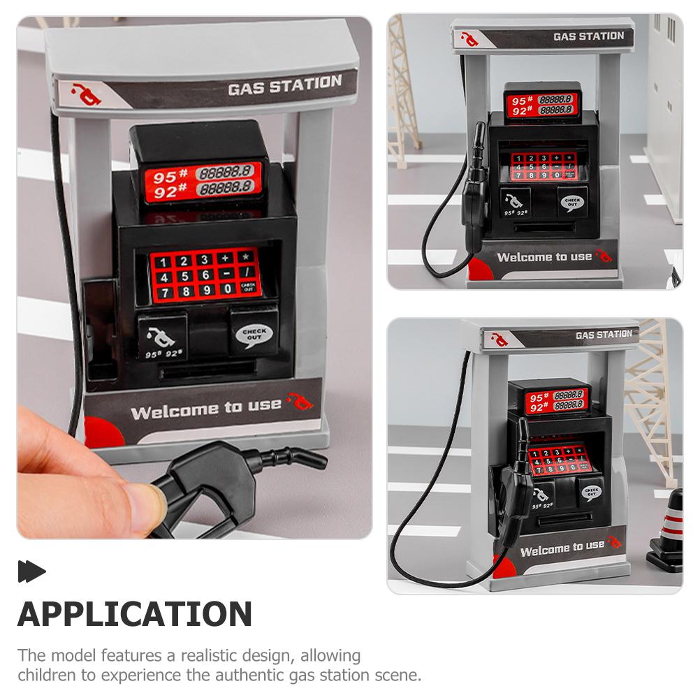 1 Set Simulation Gas Station Toys For Realistic Miniature Model Playset With Roadblocks Interactive Educational Plaything Diy