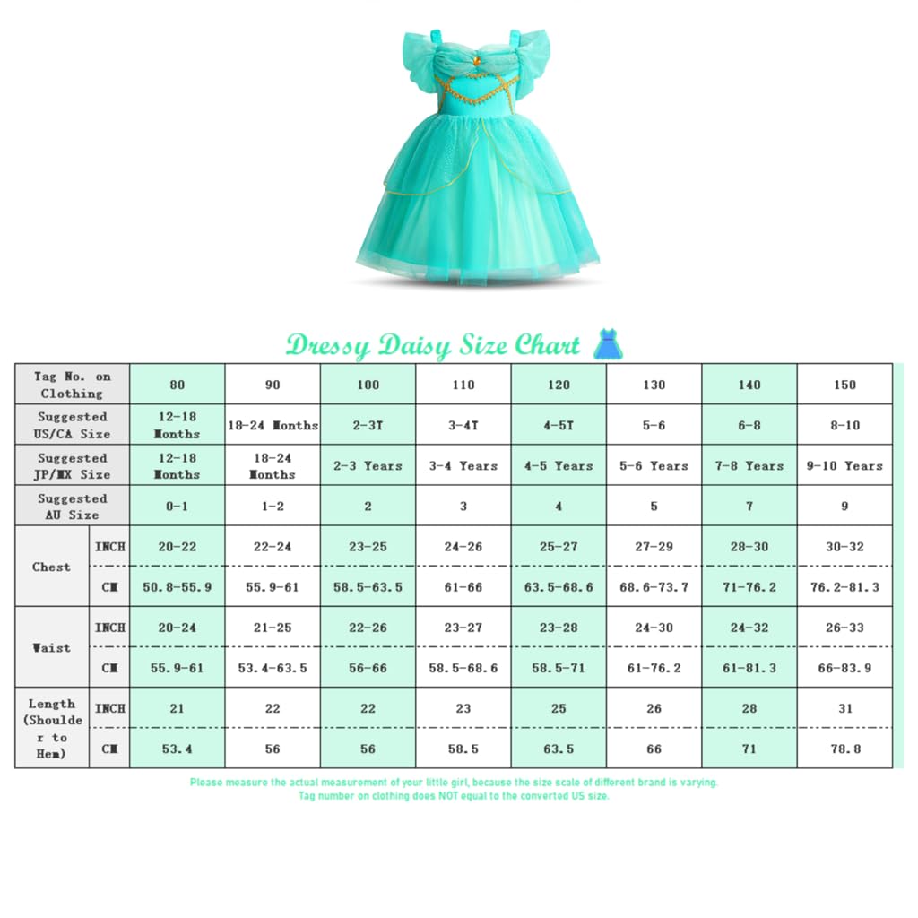 Dressy Daisy Toddler Jasmine Cosplay Costume with Sizes Years Old Girls' Dress, Children's Accessories, 4-5