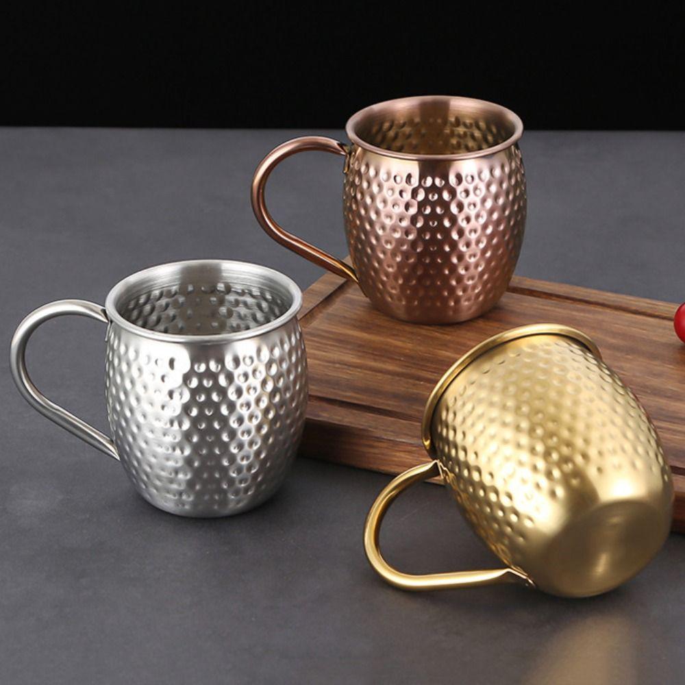Bar Tool Hammer Pattern Moscow Mule Mug 520ml Retro Stainless Steel Cup Elegant Large Capacity Drinking Cup Bar