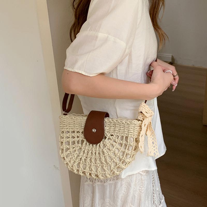Летние ротанговые сумки женские седло соломенная сумка через плечо ручной работы плетеная сумка кроссбоди дамские сумочки богемный дорожный клатч пляжная сумка