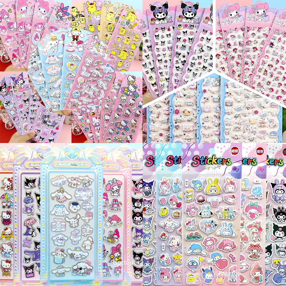 Kawaii Sanrio 3D Puffy Stickers Cute Anime Kuromi My Melody Cinnamoroll Bubble Sticker Decorative Luggage Laptop Decals Toy Gift