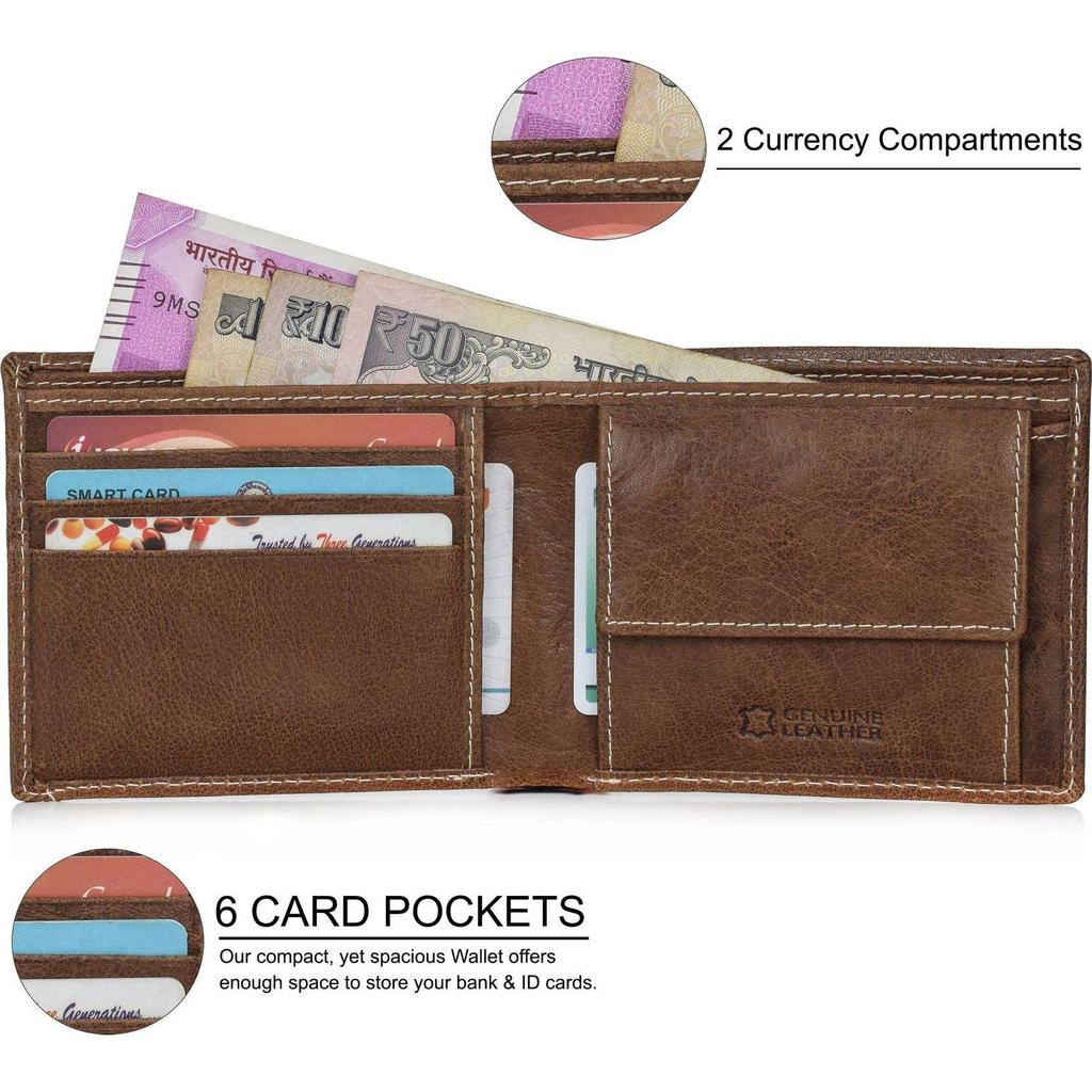 Мужской повседневный кошелек из натуральной кожи - стандартный размер (9 слотов для карт)