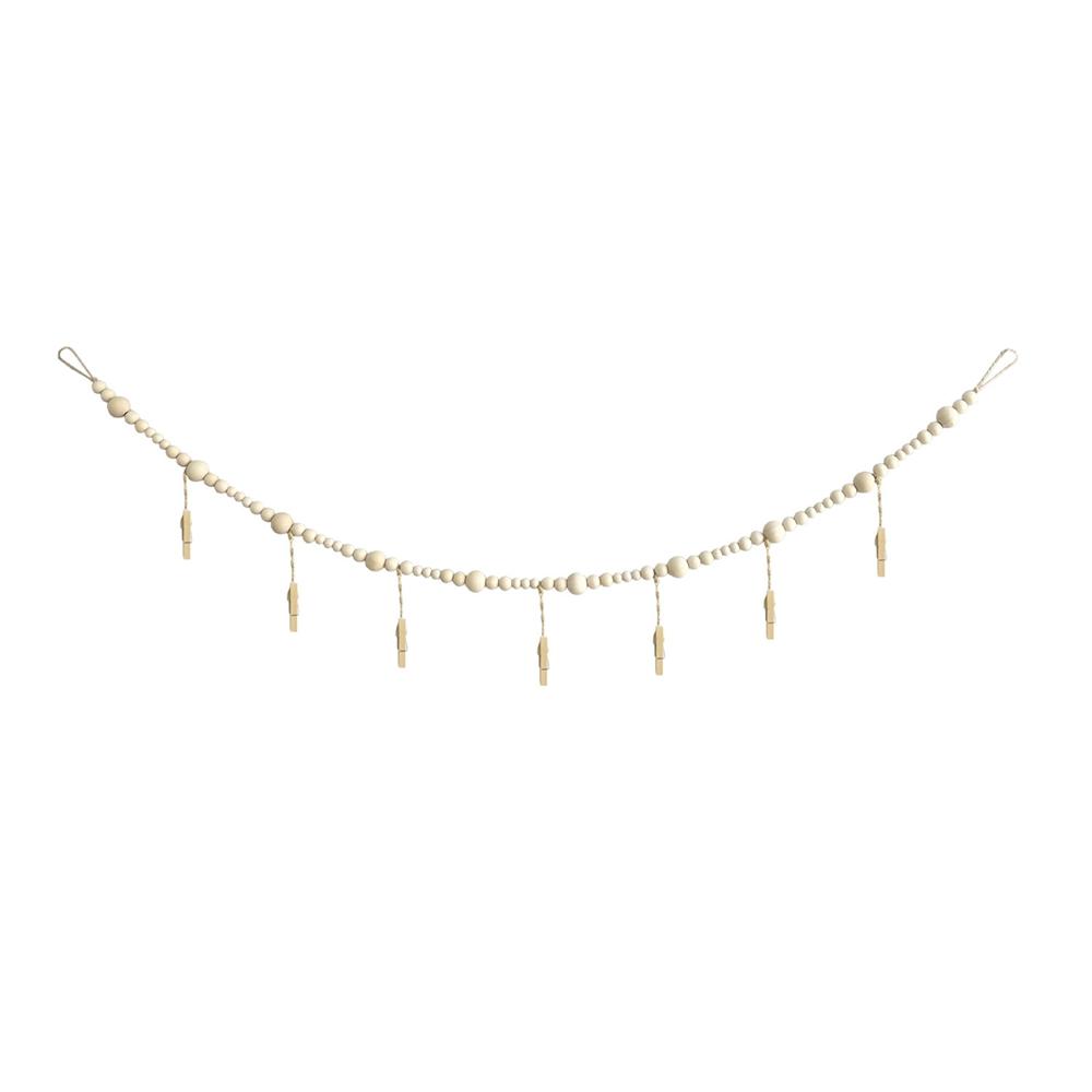 Настенный фотодисплей с гирляндой из деревянных бусин, фоторамка для коллажа для украшения стены в стиле бохо для деревенского декора в стиле кантри