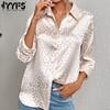 Women's Fashion Casual Summer Spring Leopard Print Long Sleeve POLO-Neck Blouses & Shirts