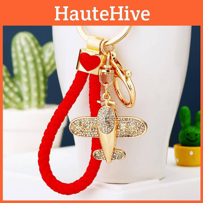 Очаровательный брелок для ключей в виде самолета, инкрустированный бриллиантами, для женщин, креативный подарок, металлический брелок