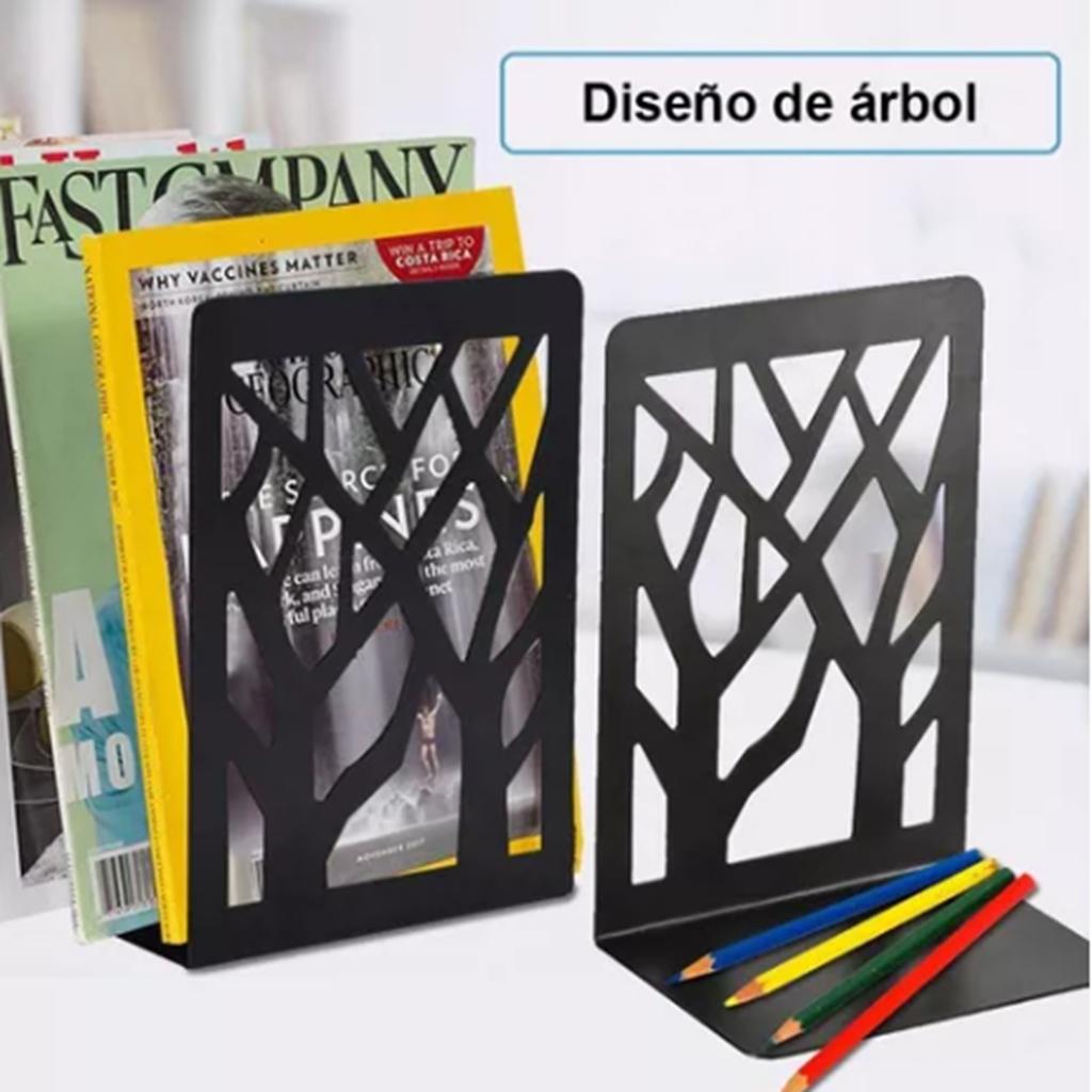 2 Pairs Tree Design Book End Iron Retro Black Decorative Wear Resistant Book Stopper for School
