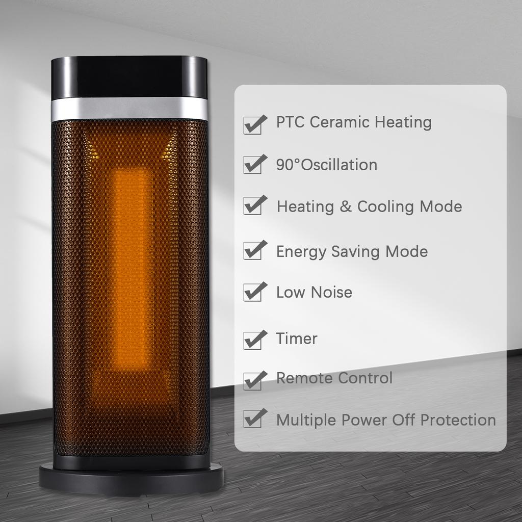 1500 Вт портативный обогреватель с дистанционным управлением 90 градусов колебательный керамический обогреватель со светодиодным дисплеем 4