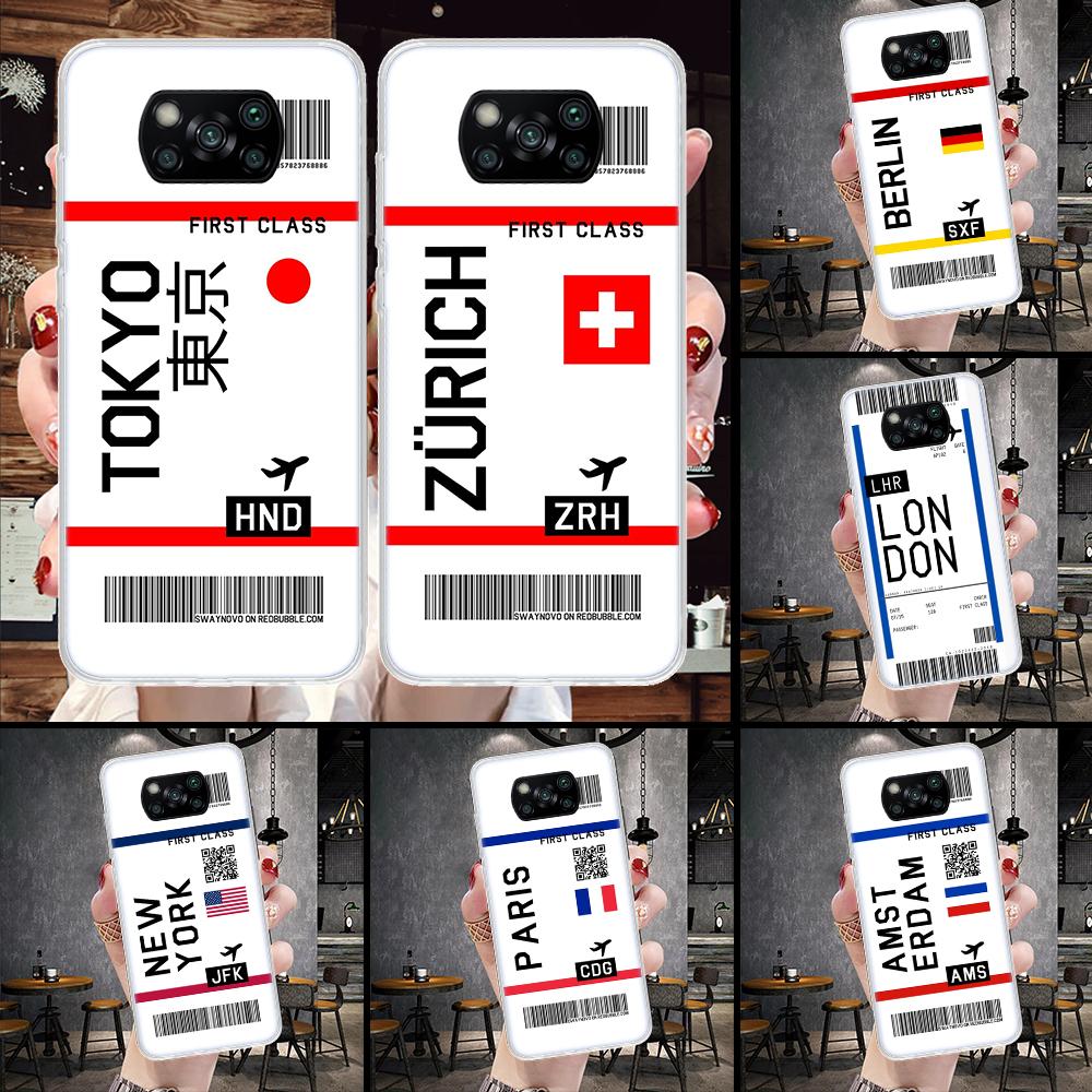 Travel Ticket Label Soft Phone Case For Xiaomi Redmi 15C 15 13C 13 Poco X5 X6 X7 F7 Ultra M7 12C 12 10 10C 9C 9A 9T 9 Fundas Poc