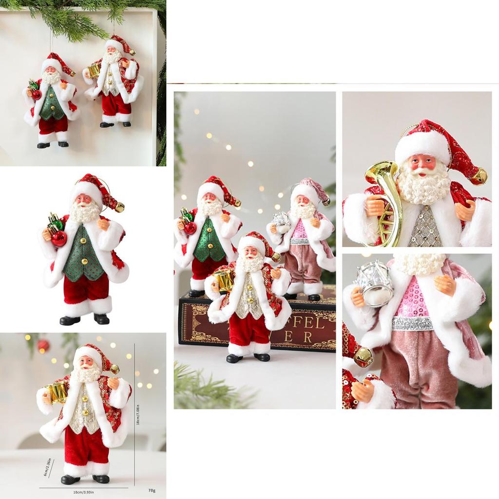 Cute Santa Claus Ornament With Musical Instruments Christmas Decoration Props For Holiday Windows And Mantel Decorations
