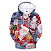 European and American Cross-border New Christmas 3D Digital Printing Men's and Women's Hooded Sweatshirt Santa Claus