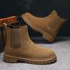 Fashion Mens Genuine Leather Chelsea Boots Ankle Casual Fashion Boot Luxury Winter Non-Slip Soles Pure Black Brown Suede