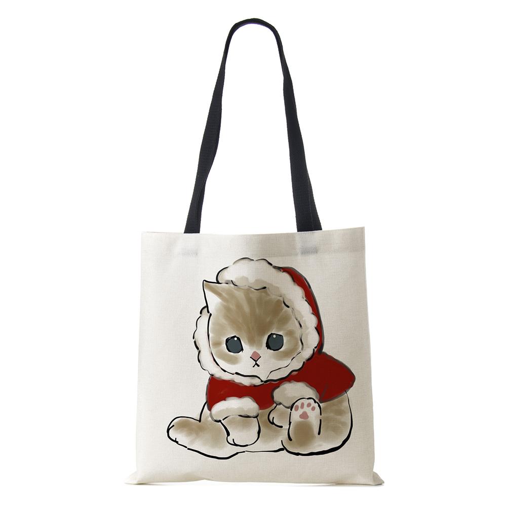 Сумка на плечо с рисунком собаки, винтажная женская многоразовая холщовая сумка-тоут в стиле Харадзюку, Повседневная складная сумка для покупок, 2022 г.