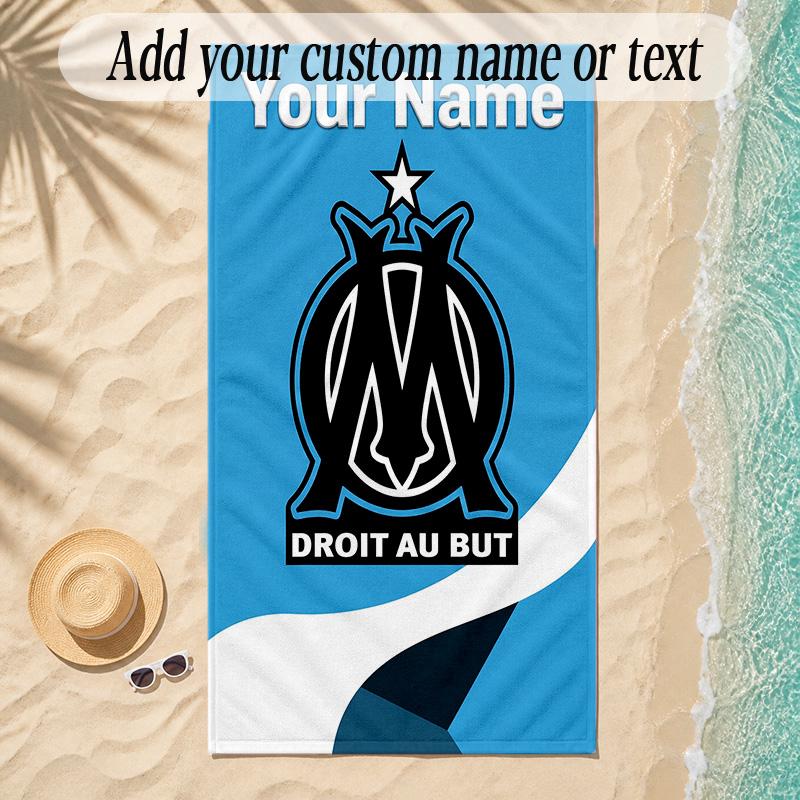 Beach TowelOlympique Marseille FC Custom Name Text Personalized Soft Towel for Beach Pool Indoor Home Decor Gift
