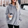 Winter Solid Thick Warm Long Color Women Hoodies Sleeve Zipper Hooded Sweatshirt