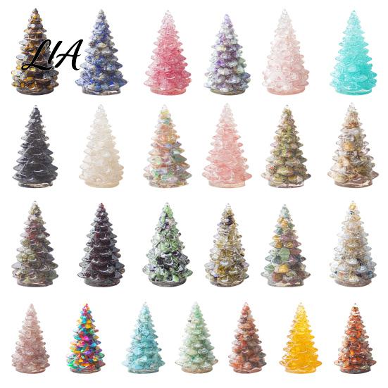 Holiday Desktop Decoration Resin Christmas Tree Figurine, Crystal Ornament, Home Accents Miniature for Office, Gift Modern Art