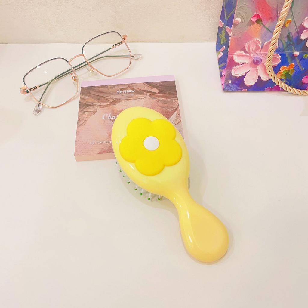 Милая мультяшная расческа с бантом на ручке для массажа кожи головы, переносная пластиковая воздушная подушка, маленькая расческа, щетка для волос с бантом, милая милая расческа