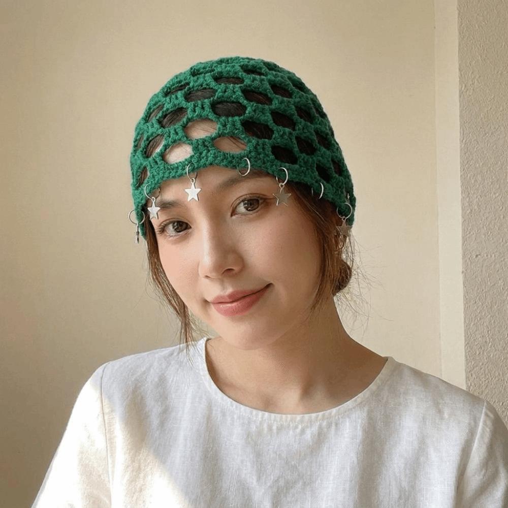 Hollow Out Crochet Hollow Knitted Hat Star Tassels Weave Cap Fashion Knit Beanies Outdoor