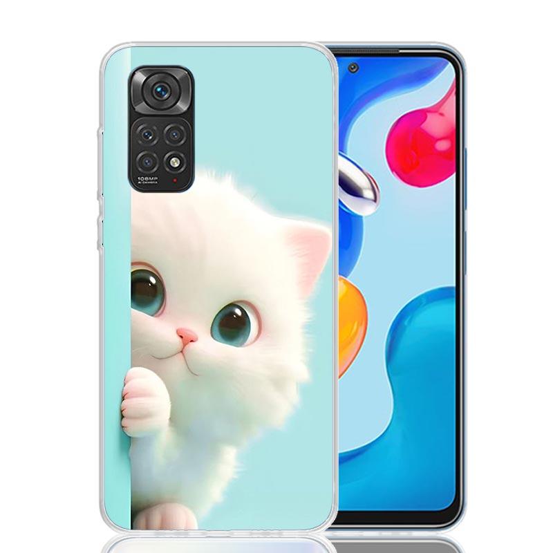 Чехол для телефона с рисунком милого котенка в стиле мультфильма для Xiaomi Redmi Note 15 14 13 12S 12 Pro Plus 11S 11E 11 11T 10S 10 Арт Мягкий Чехол с узором R