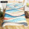 Abstract Sea Bed Set Marine Wave Duvet Cover Bedding Set Twin Comforter Cover Coastal Beach Theme Bed Cover 3pcs Orange Teal