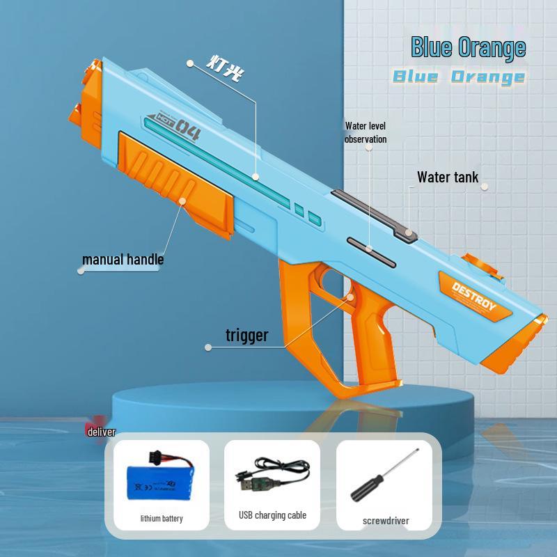 Handheld Continuous Fire Electric Water Gun with Integrated Pulse and Automatic High-Pressure Pumping for Kids