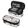 Pen Case 300D Polyester Spacious Storage Zip Around Closure with Mesh Pocket Removable Divider and Pen Slots for Everyday Study