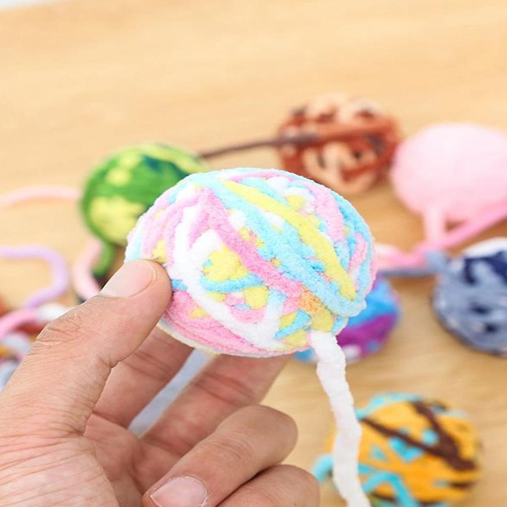 1 шт. - Разноцветный интерактивный мячик для кошек - Забавная плюшевая игрушка-жевалка для котят, мягкие товары для питомцев, идеально подходит для развлечения и прорезывания зубов котят