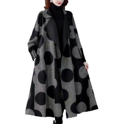 Высококачественное модное осенне-зимнее женское шерстяное длинное пальто, свободная клетчатая накидка большого размера для мам среднего возраста, шерстяная накидка с заниженными плечами