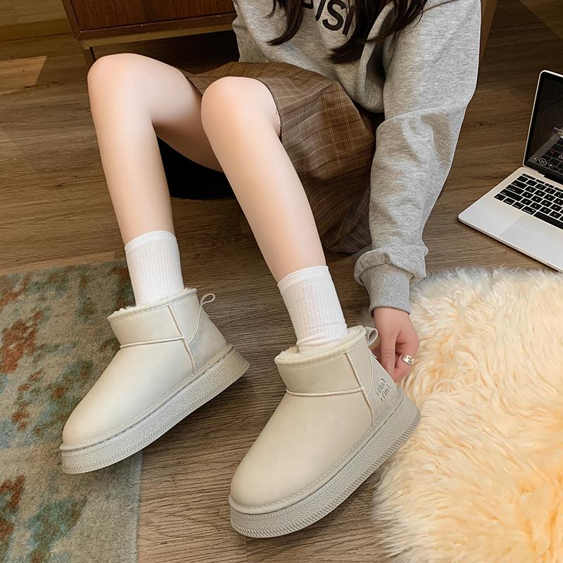 Модные женские ботинки, зимние теплые короткие плюшевые ботинки 2024 года, горячая распродажа, женские ботинки на толстой подошве среднего каблука, водонепроницаемые, повседневные, удобные, для снега