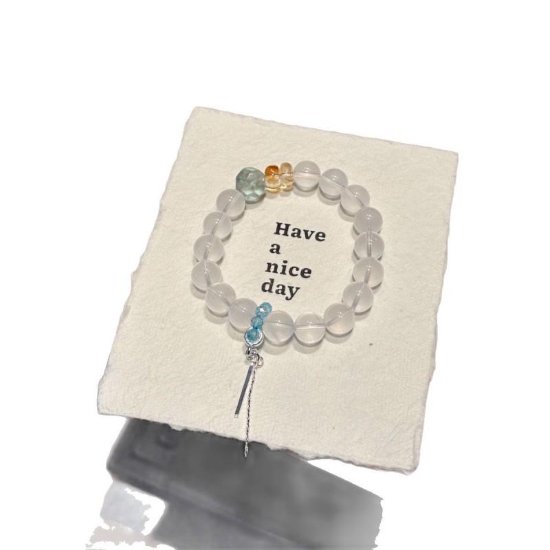 Natural Yellow Tower Crystal Beaded Bracelet Women Handmade Fashion Jewelry With Fresh Tassel Design