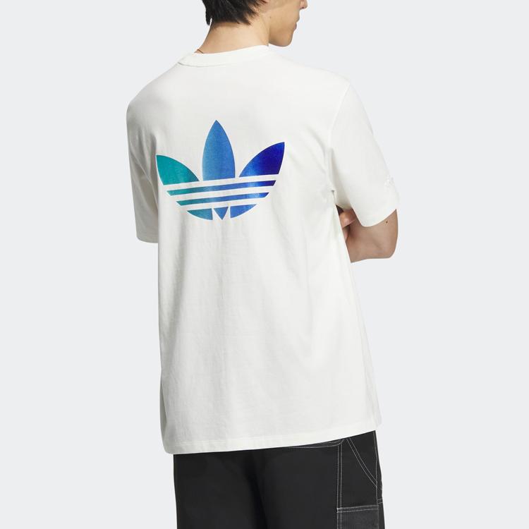 adidas Спортивная футболка с коротким рукавом Originals с градиентным логотипом, мужские топы Han-Jade-White IK8683