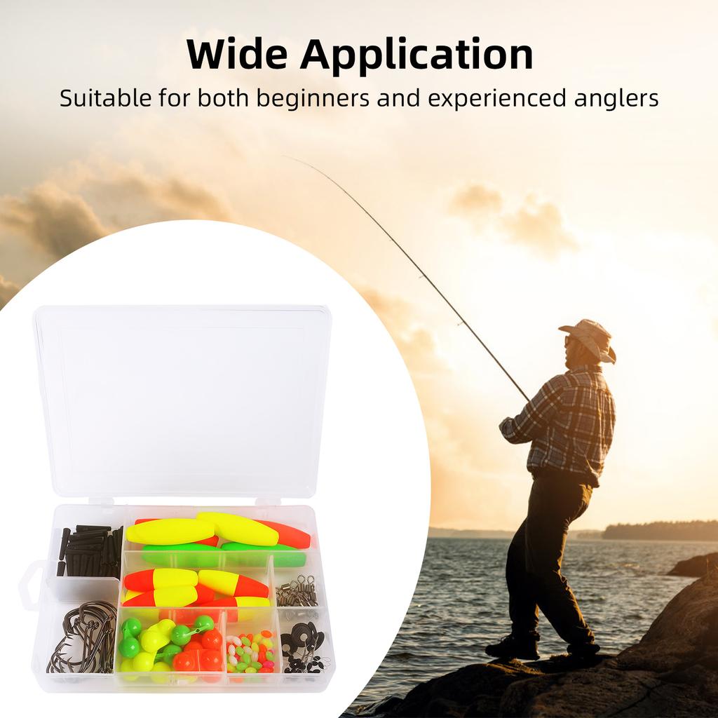 Коробка для рыболовных снастей, 102 шт., снасти для сома с поплавками для сома, крючки для сома, вертлюги, рыболовные колокольчики
