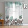 Rustic Vintage Floral Plant Abstract Sheer Voile Window Curtains Tulle Curtains Living Room Balcony Decoration Drapes