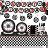 Racing Theme Party Supplies Birthday Decoration Tableware Wheel Arrangement Props Banner Tablecloth Swing Tissue