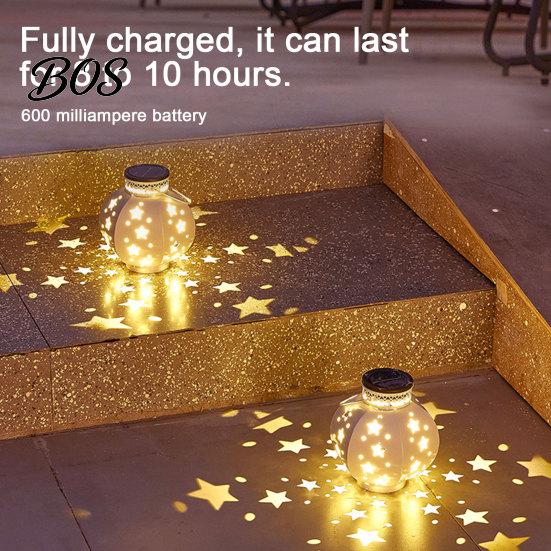 Solar Patio Lighting Star Lantern, Metal Garden Light, Waterproof Outdoor Hanging Lights Lantern for Porch Lawn Pathway Wedding Party Energy Saving
