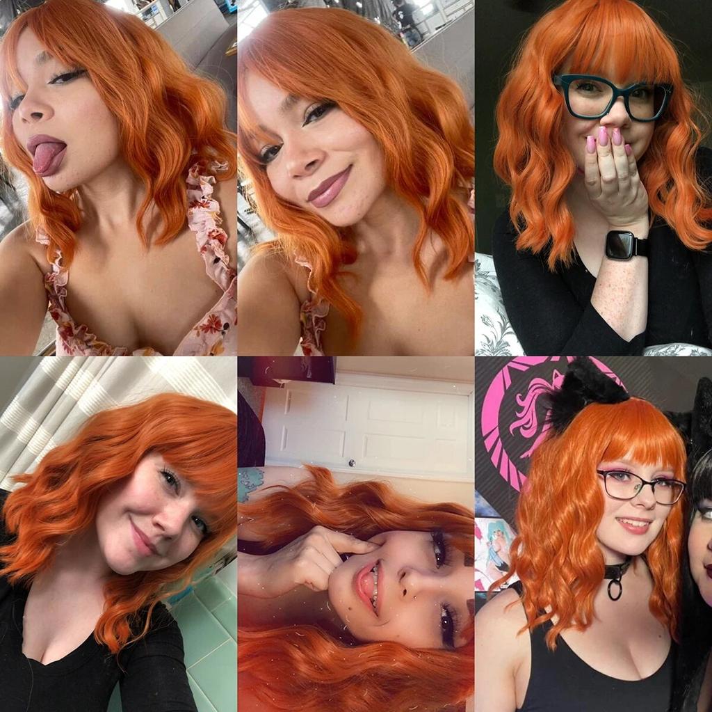 Длинный медный рыжий парик до плеч, оранжевый синтетический парик с волнистыми волнами для женщин, термостойкий повседневный парик для косплея на Хэллоуин с челкой