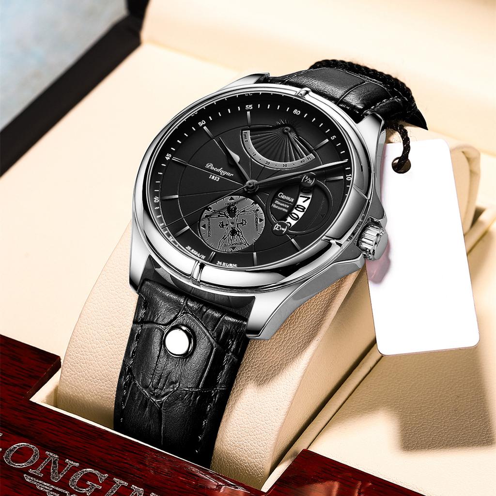 POEDAGAR Новые роскошные мужские часы высшего бренда, мужские водонепроницаемые деловые мужские кварцевые часы