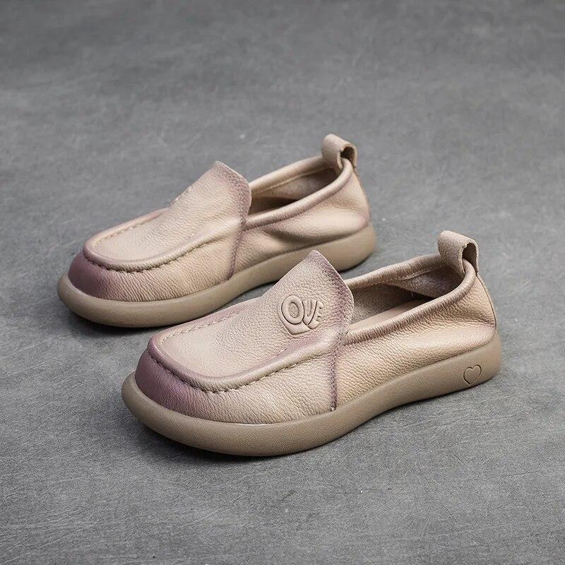 Johnature Универсальная женская обувь в стиле ретро. Лоферы из натуральной кожи. Повседневные туфли без шнуровки на плоской подошве с круглым носком и мягкой подошвой.