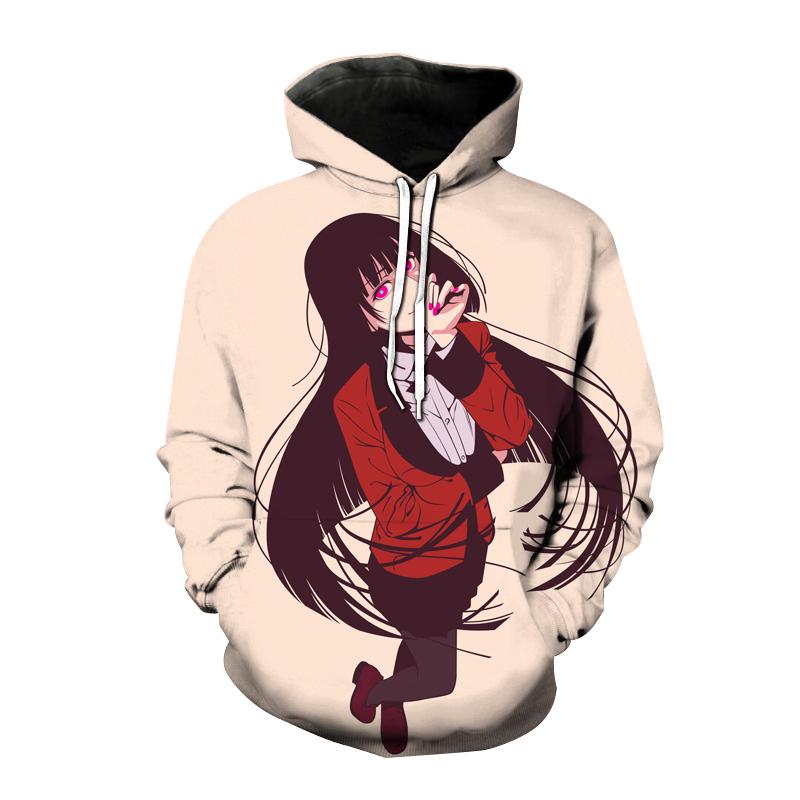 Kakegurui толстовки с 3D принтом аниме для мужчин и женщин, повседневная модная толстовка, толстовка большого размера, Harajuku, модные пуловеры с капюшоном