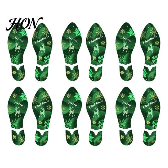 Santa Footprint Stickers 6 Pairs Christmas Floor Stickers, Self Adhesive Decals, Path Markers Indoor Outdoor Wall Ground Decor for Xmas Party