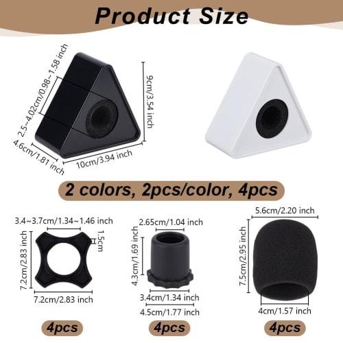OLYCRAFT 4-Piece Interview Microphone Flag, Triangle, 90x100x46mm, Plastic, for Interview Microphones, Station Advertising, KTV, Black & White
