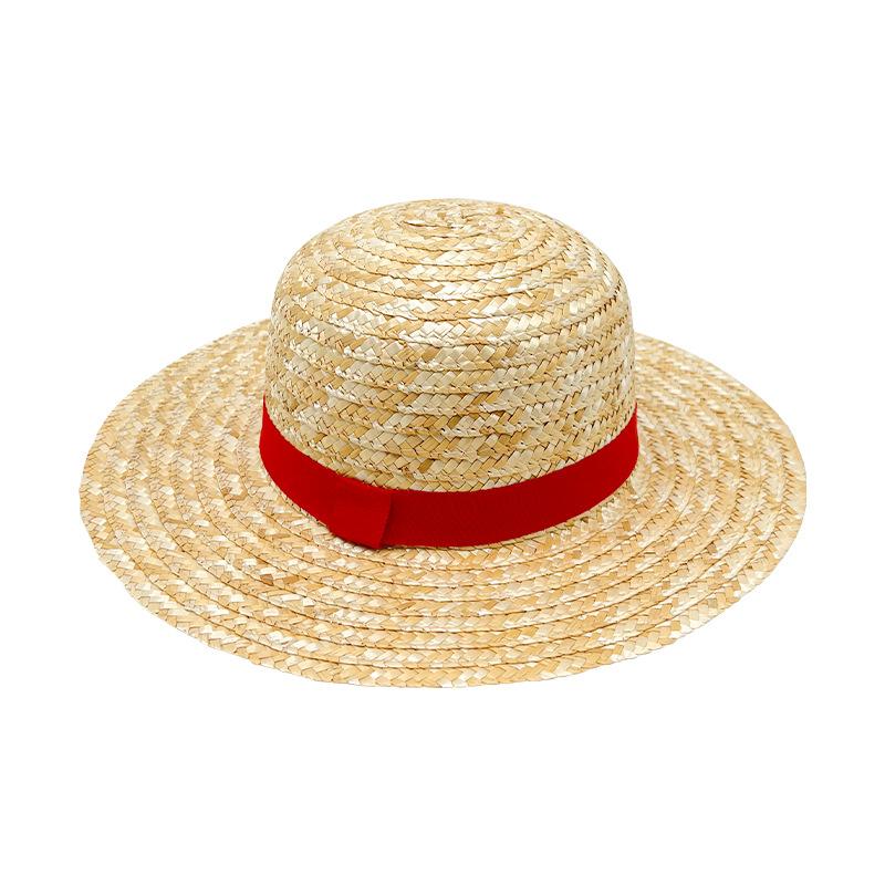 Летняя шляпа-федора ONE PIECE Luffy, соломенная шляпа, женская шляпа с плоскими полями, детская пляжная шляпа, рафия, солнцезащитная шляпа, панама