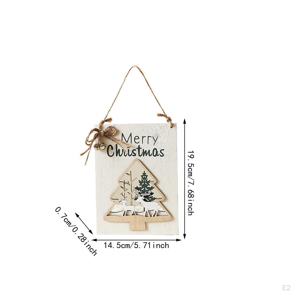 Christmas Wood Hanging Sign Xmas Wall Plaque Decorative Lightweight Front Door Hanger