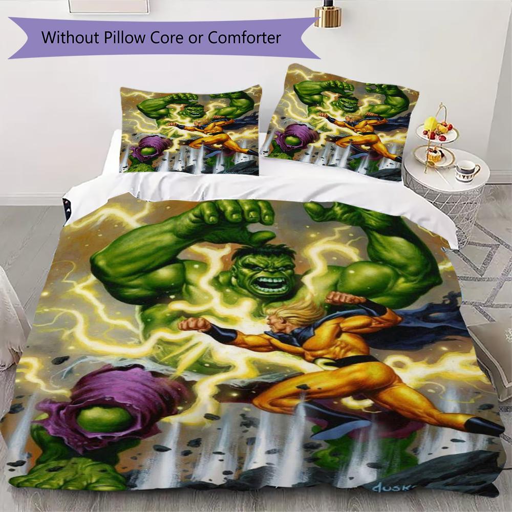 Hulk Superhero Comic Battle Bedding 1 Duvet Cover 2 Pillowcase Without Core Without Core Bedding Set Soft And Comfortable