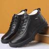 Модная зимняя обувь для мужчин, черные туфли из искусственной кожи, утолщенные плюшевые теплые походные ботинки на шнуровке, мужские удобные повседневные ботинки на платформе, новинка 2024 года