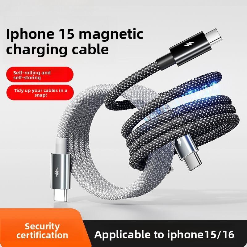 Магнитный USB-C кабель для зарядки с быстрой зарядкой 100 Вт для Apple iPhone 15, устройств Huawei